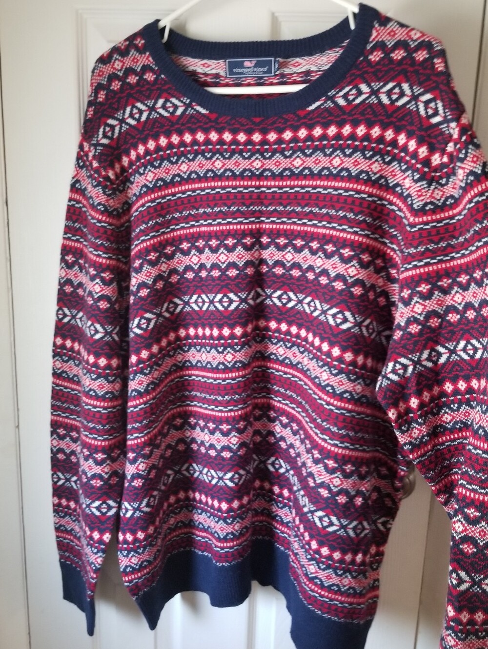 ❗Vineyard Vines Fair Isle Red and Blue Crewneck Sweater XL❗
